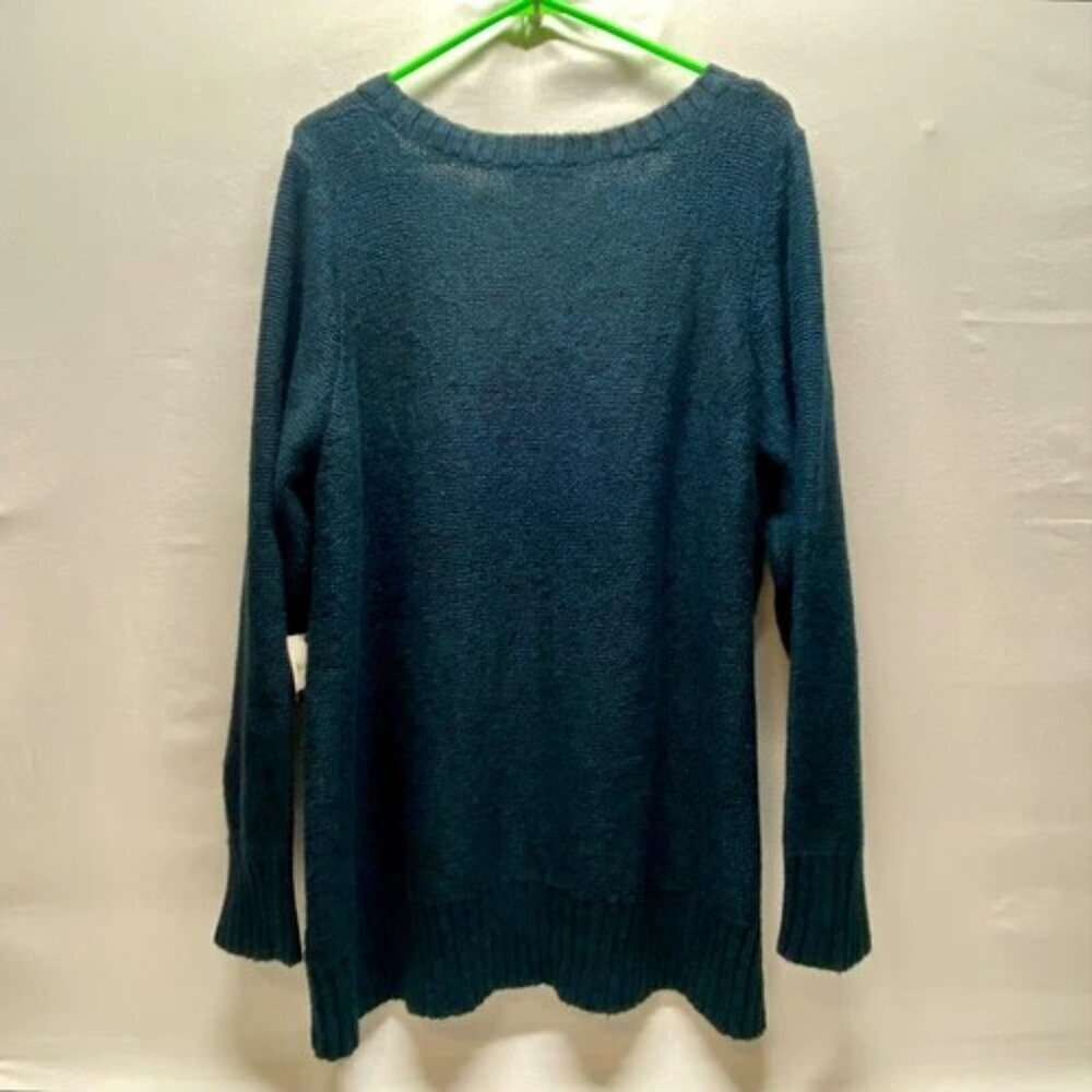 St. John's Bay Sweater Women's 3X Blue Marble Cable Knit Long Sleeve Shirt NWT - Picture 2 of 8